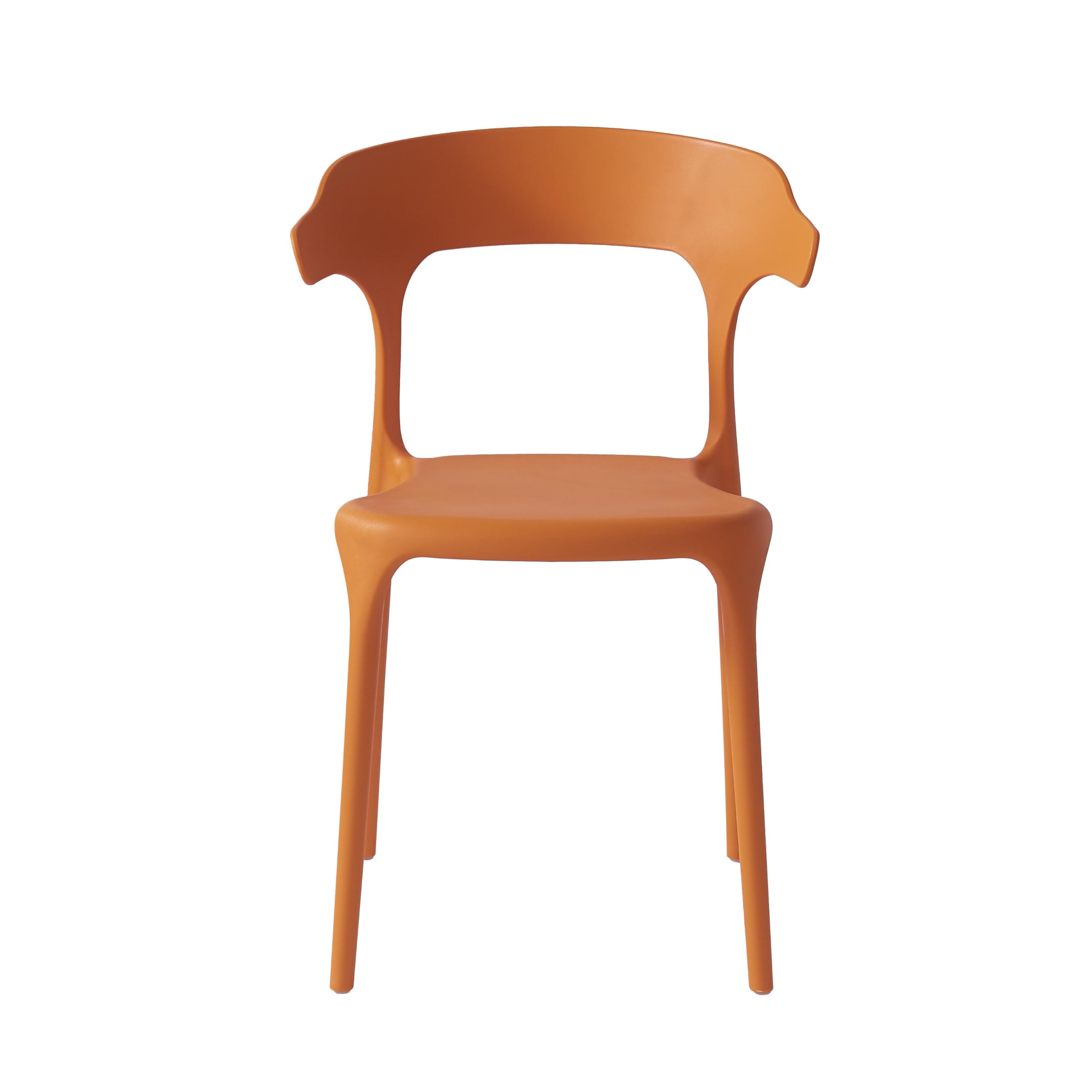 Modern Stackable Plastic Dining Chair Set of 4 Cloud White, No Assembly Needed Indoor Outdoor Patio Bistro Chairs for Cafe Restaurant Kitchen Home Use, Sturdy Weatherproof Armless Side Chairs