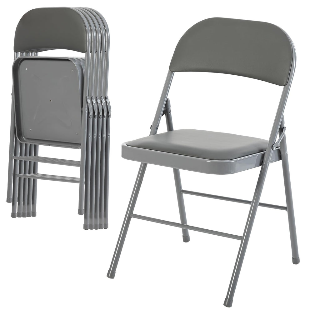 CASAVERN 4-Pack Folding Chairs with PU Leather Padded Seat and Back, Stackable Portable Dining Chairs for Home, Office, Conference, Wedding, Party, Patio & Garden