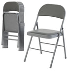 CASAVERN 4-Pack Folding Chairs with PU Leather Padded Seat and Back, Stackable Portable Dining Chairs for Home, Office, Conference, Wedding, Party, Patio & Garden