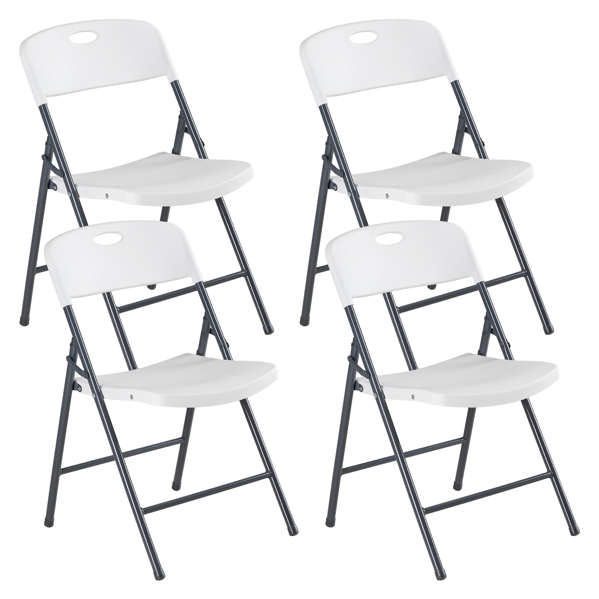 CASAVERN 4-Pack Folding Chairs with PU Leather Padded Seat and Back, Stackable Portable Dining Chairs for Home, Office, Conference, Wedding, Party, Patio & Garden