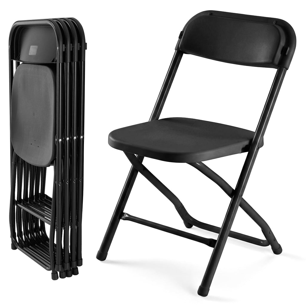 CASAVERN 4-Pack Folding Chairs with PU Leather Padded Seat and Back, Stackable Portable Dining Chairs for Home, Office, Conference, Wedding, Party, Patio & Garden