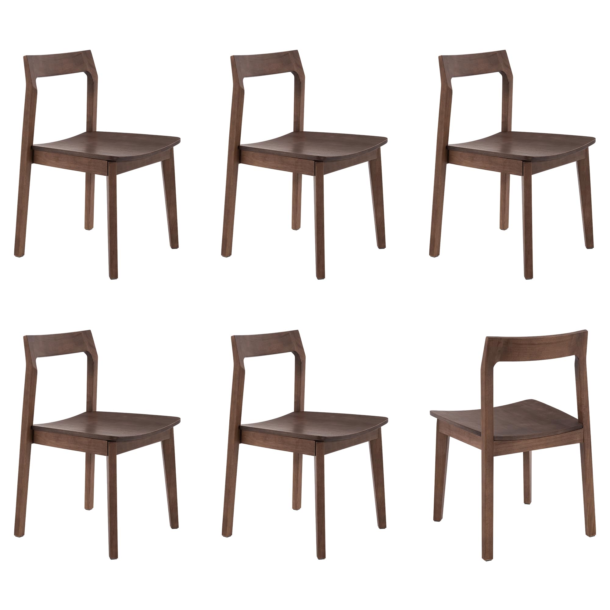 Wooden Dining Room Chairs Set of 2, Farmhouse Wood Kitchen Chair, Mid Century Modern Armless Dining Chair for Living Room, Brown
