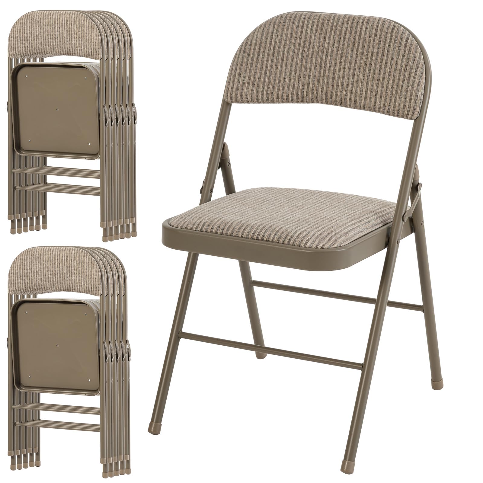 CASAVERN 4-Pack Folding Chairs with PU Leather Padded Seat and Back, Stackable Portable Dining Chairs for Home, Office, Conference, Wedding, Party, Patio & Garden