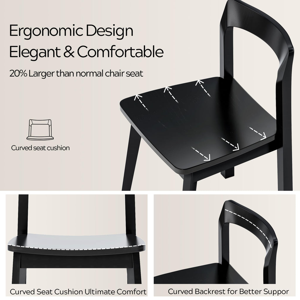 Wooden Dining Room Chairs Set of 2, Farmhouse Wood Kitchen Chair, Mid Century Modern Armless Dining Chair for Living Room, Brown