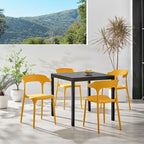 Modern Stackable Plastic Dining Chair Set of 4 Cloud White, No Assembly Needed Indoor Outdoor Patio Bistro Chairs for Cafe Restaurant Kitchen Home Use, Sturdy Weatherproof Armless Side Chairs