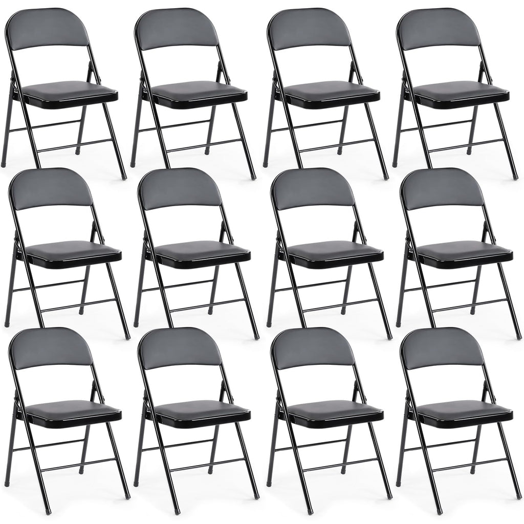 CASAVERN 4-Pack Folding Chairs with PU Leather Padded Seat and Back, Stackable Portable Dining Chairs for Home, Office, Conference, Wedding, Party, Patio & Garden
