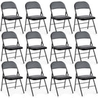 CASAVERN 4-Pack Folding Chairs with PU Leather Padded Seat and Back, Stackable Portable Dining Chairs for Home, Office, Conference, Wedding, Party, Patio & Garden