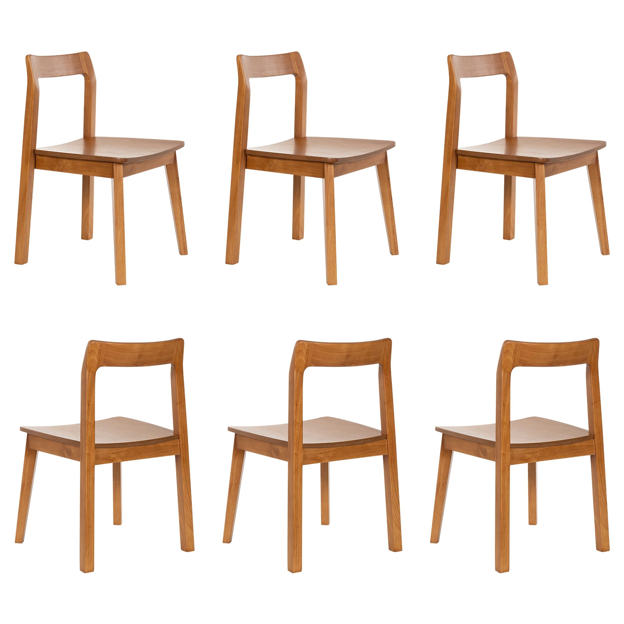 Wooden Dining Room Chairs Set of 2, Farmhouse Wood Kitchen Chair, Mid Century Modern Armless Dining Chair for Living Room, Brown