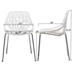 Modern Dining Chairs Set Plastic Saping Birch Chairs Stackable Chairs Set for Living Room/Kitchen/Office (6, White)