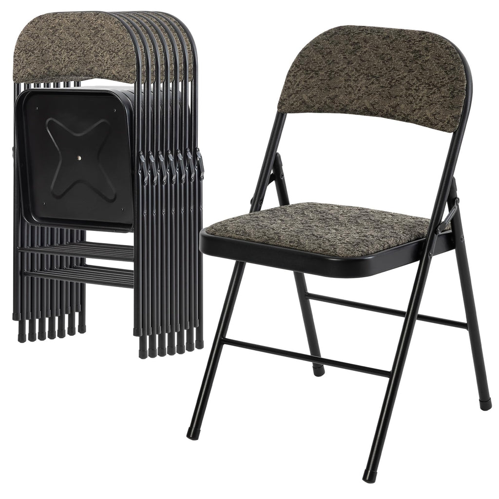 CASAVERN 4-Pack Folding Chairs with PU Leather Padded Seat and Back, Stackable Portable Dining Chairs for Home, Office, Conference, Wedding, Party, Patio & Garden