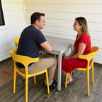 Modern Stackable Plastic Dining Chair Set of 4 Cloud White, No Assembly Needed Indoor Outdoor Patio Bistro Chairs for Cafe Restaurant Kitchen Home Use, Sturdy Weatherproof Armless Side Chairs