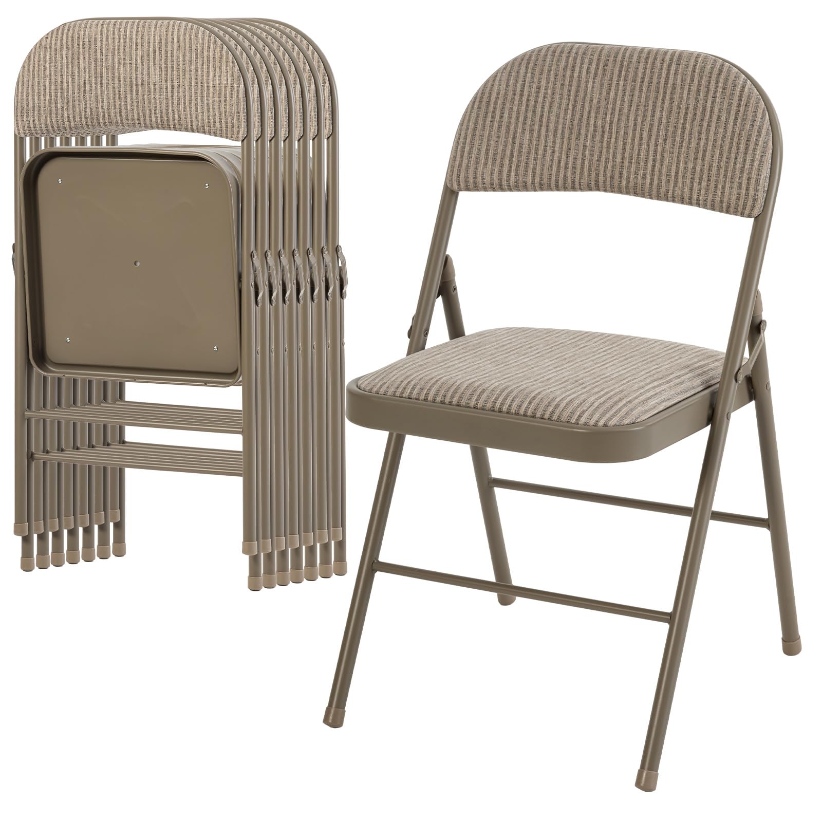 CASAVERN 4-Pack Folding Chairs with PU Leather Padded Seat and Back, Stackable Portable Dining Chairs for Home, Office, Conference, Wedding, Party, Patio & Garden