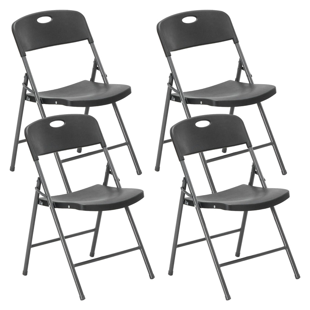 CASAVERN 4-Pack Folding Chairs with PU Leather Padded Seat and Back, Stackable Portable Dining Chairs for Home, Office, Conference, Wedding, Party, Patio & Garden
