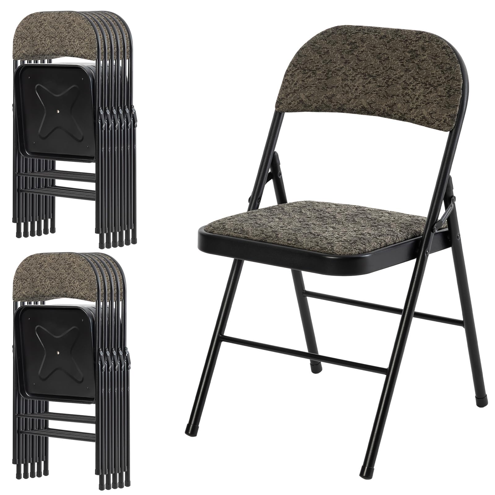 CASAVERN 4-Pack Folding Chairs with PU Leather Padded Seat and Back, Stackable Portable Dining Chairs for Home, Office, Conference, Wedding, Party, Patio & Garden
