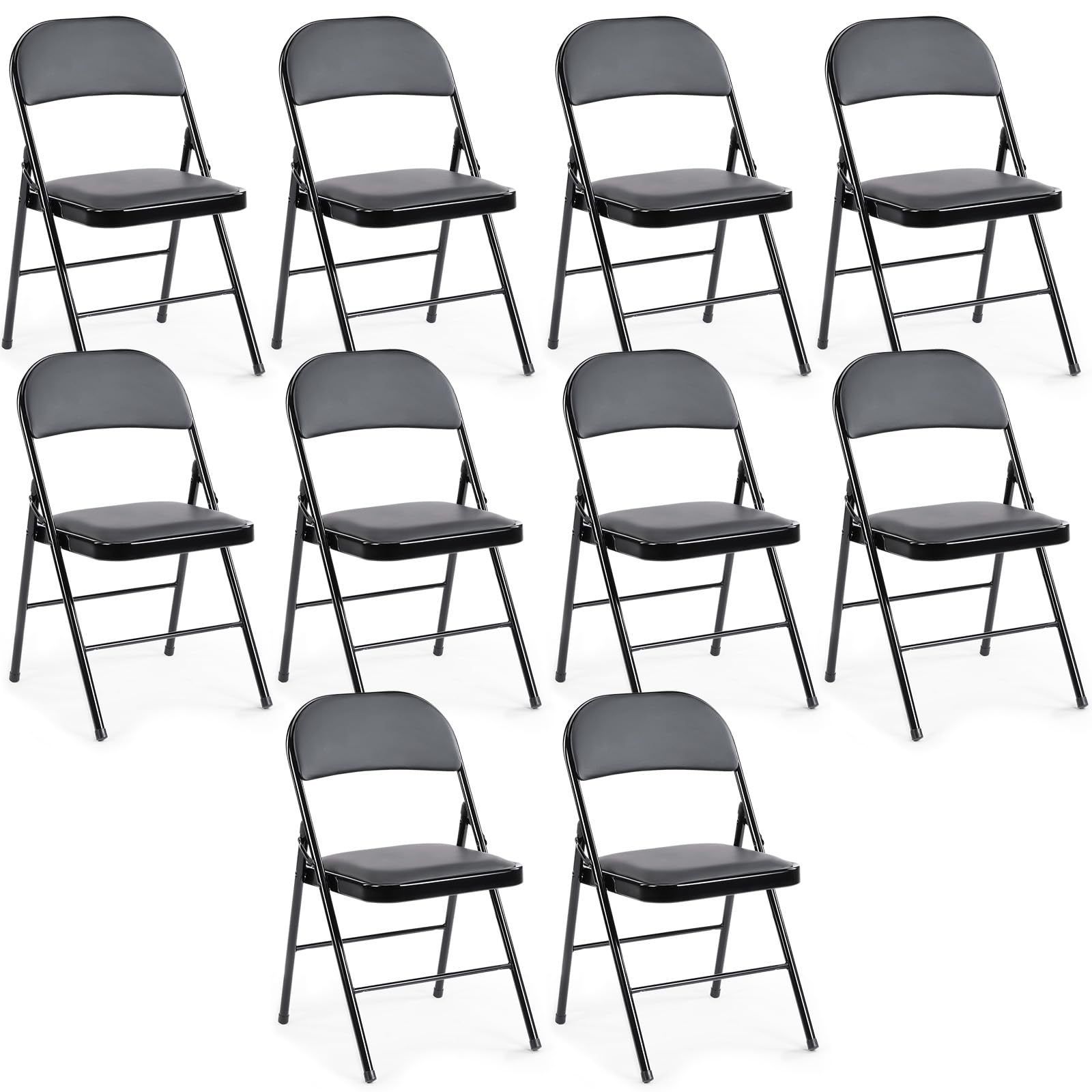 CASAVERN 4-Pack Folding Chairs with PU Leather Padded Seat and Back, Stackable Portable Dining Chairs for Home, Office, Conference, Wedding, Party, Patio & Garden