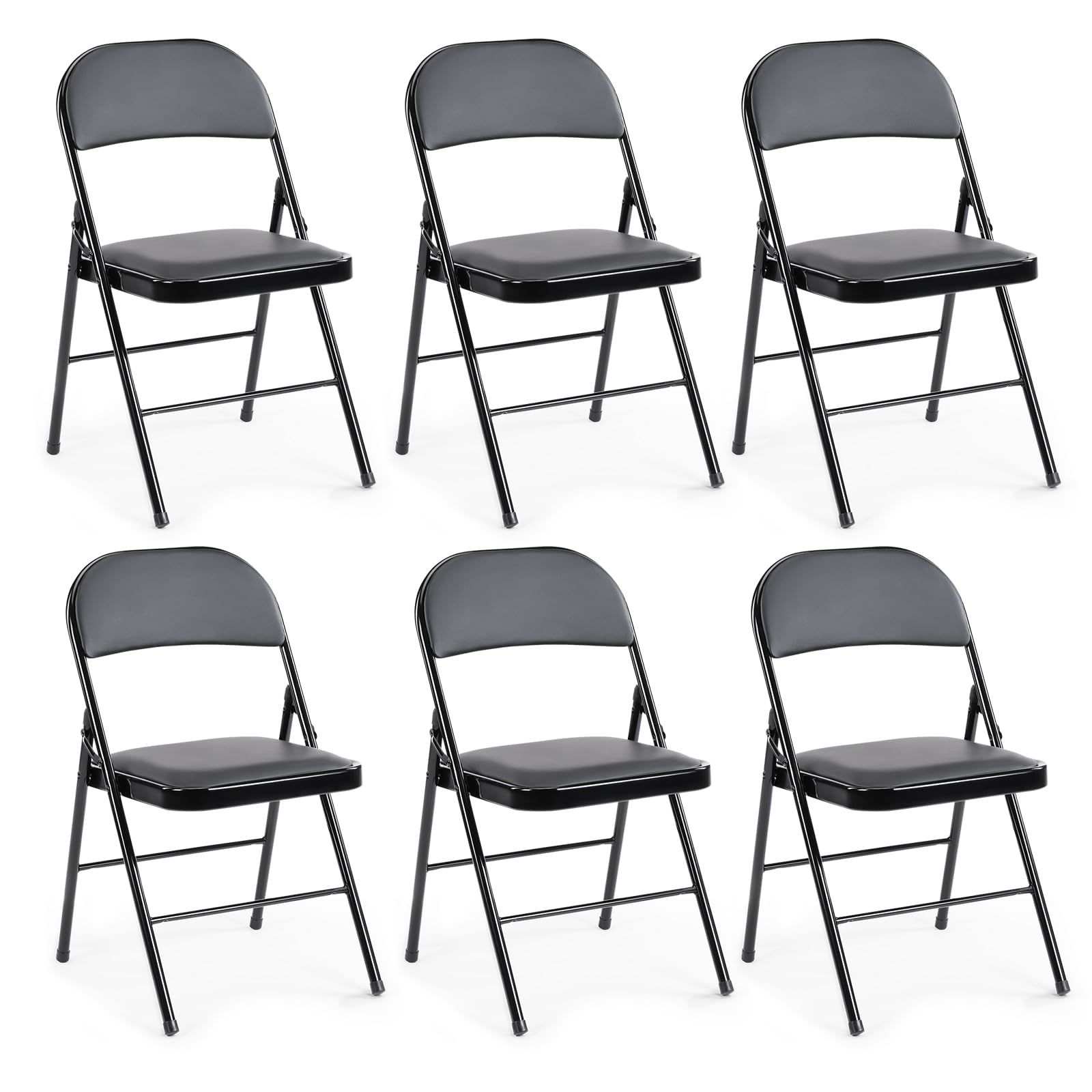 CASAVERN 4-Pack Folding Chairs with PU Leather Padded Seat and Back, Stackable Portable Dining Chairs for Home, Office, Conference, Wedding, Party, Patio & Garden