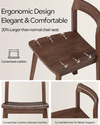 Wooden Dining Room Chairs Set of 2, Farmhouse Wood Kitchen Chair, Mid Century Modern Armless Dining Chair for Living Room, Brown