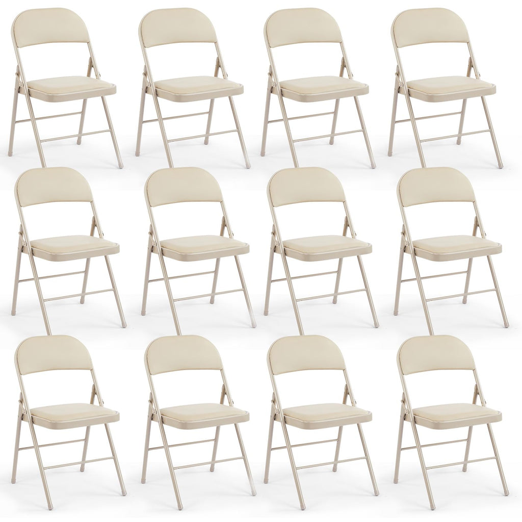 CASAVERN 4-Pack Folding Chairs with PU Leather Padded Seat and Back, Stackable Portable Dining Chairs for Home, Office, Conference, Wedding, Party, Patio & Garden