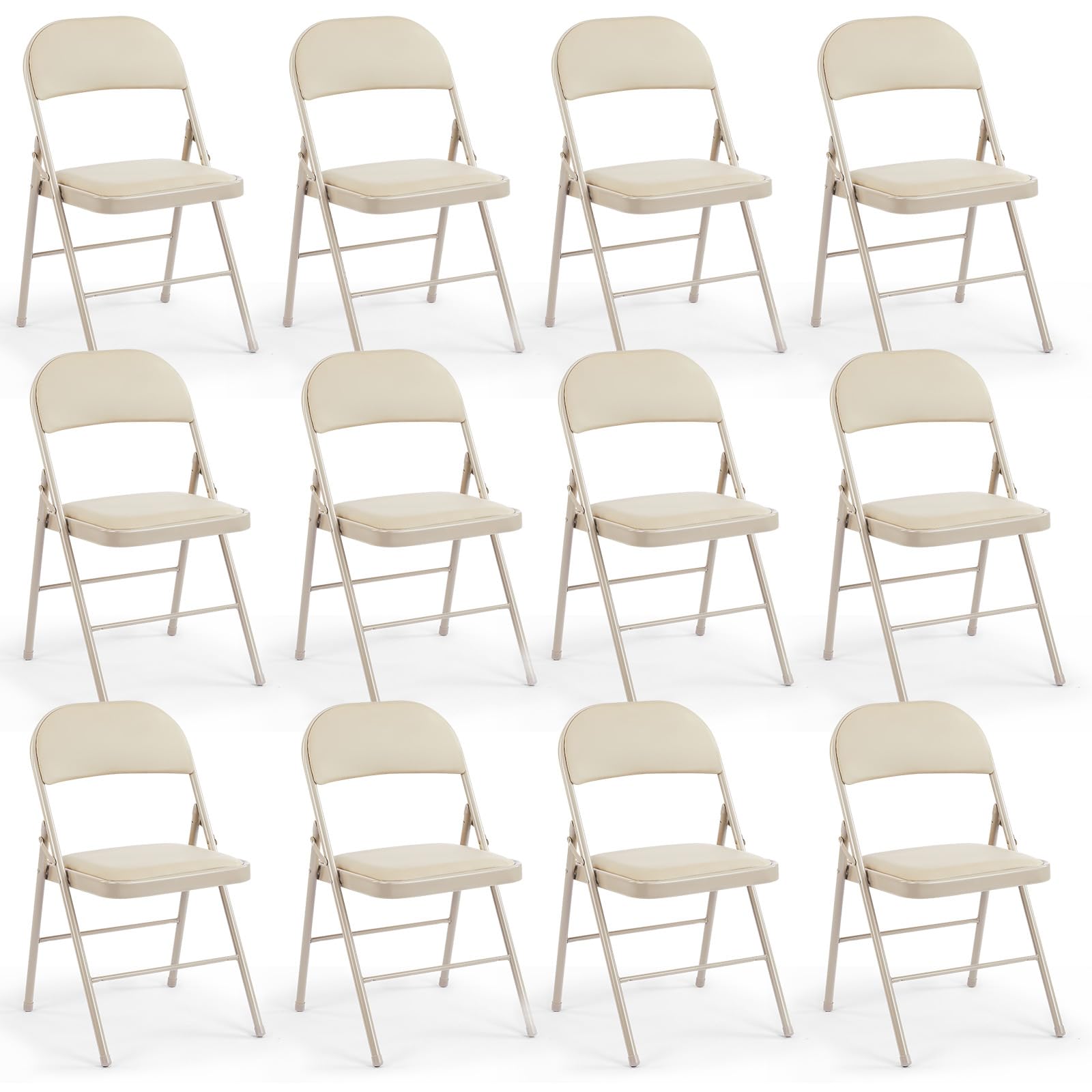 CASAVERN 4-Pack Folding Chairs with PU Leather Padded Seat and Back, Stackable Portable Dining Chairs for Home, Office, Conference, Wedding, Party, Patio & Garden
