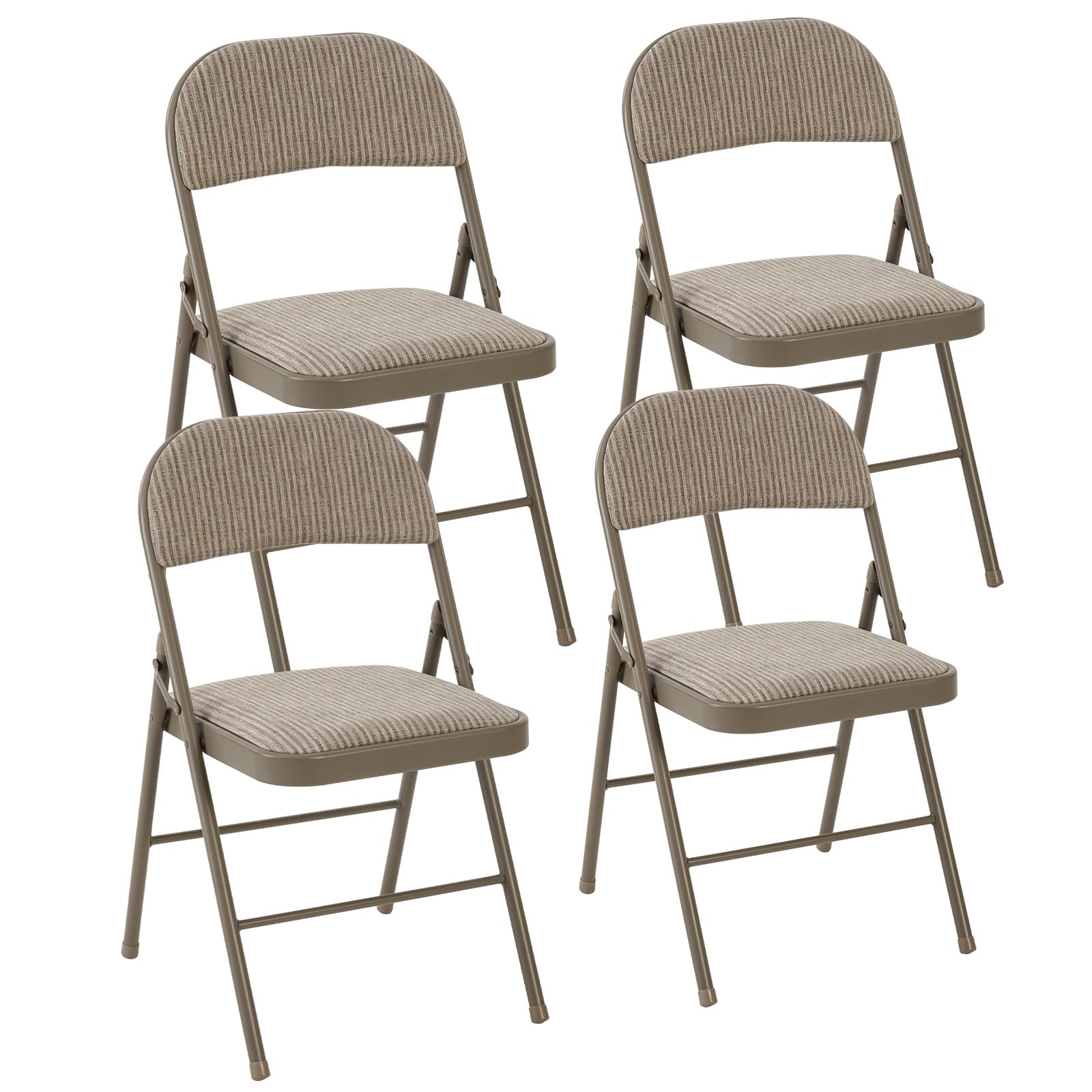 CASAVERN 4-Pack Folding Chairs with PU Leather Padded Seat and Back, Stackable Portable Dining Chairs for Home, Office, Conference, Wedding, Party, Patio & Garden