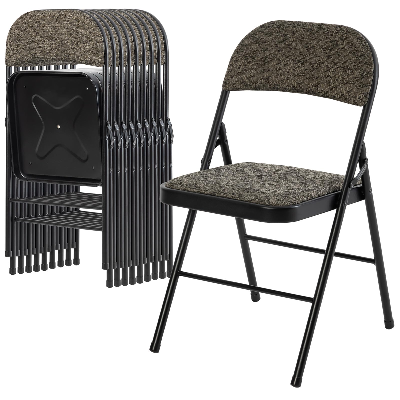 CASAVERN 4-Pack Folding Chairs with PU Leather Padded Seat and Back, Stackable Portable Dining Chairs for Home, Office, Conference, Wedding, Party, Patio & Garden