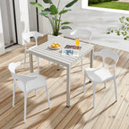 Modern Stackable Plastic Dining Chair Set of 4 Cloud White, No Assembly Needed Indoor Outdoor Patio Bistro Chairs for Cafe Restaurant Kitchen Home Use, Sturdy Weatherproof Armless Side Chairs