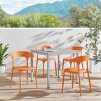 Modern Stackable Plastic Dining Chair Set of 4 Cloud White, No Assembly Needed Indoor Outdoor Patio Bistro Chairs for Cafe Restaurant Kitchen Home Use, Sturdy Weatherproof Armless Side Chairs