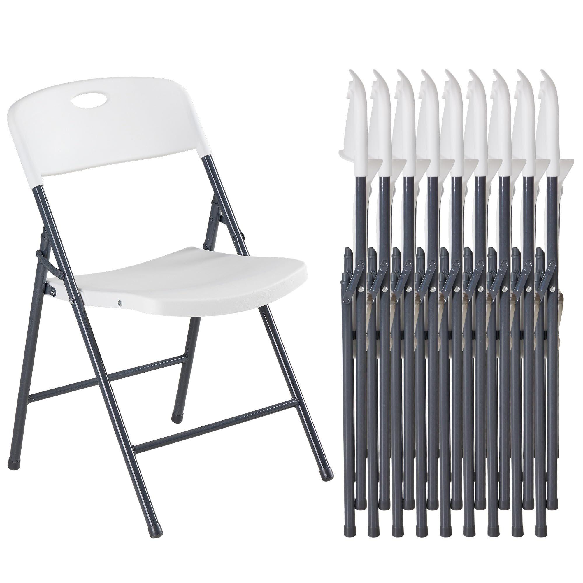 CASAVERN 4-Pack Folding Chairs with PU Leather Padded Seat and Back, Stackable Portable Dining Chairs for Home, Office, Conference, Wedding, Party, Patio & Garden