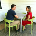 Modern Stackable Plastic Dining Chair Set of 4 Cloud White, No Assembly Needed Indoor Outdoor Patio Bistro Chairs for Cafe Restaurant Kitchen Home Use, Sturdy Weatherproof Armless Side Chairs