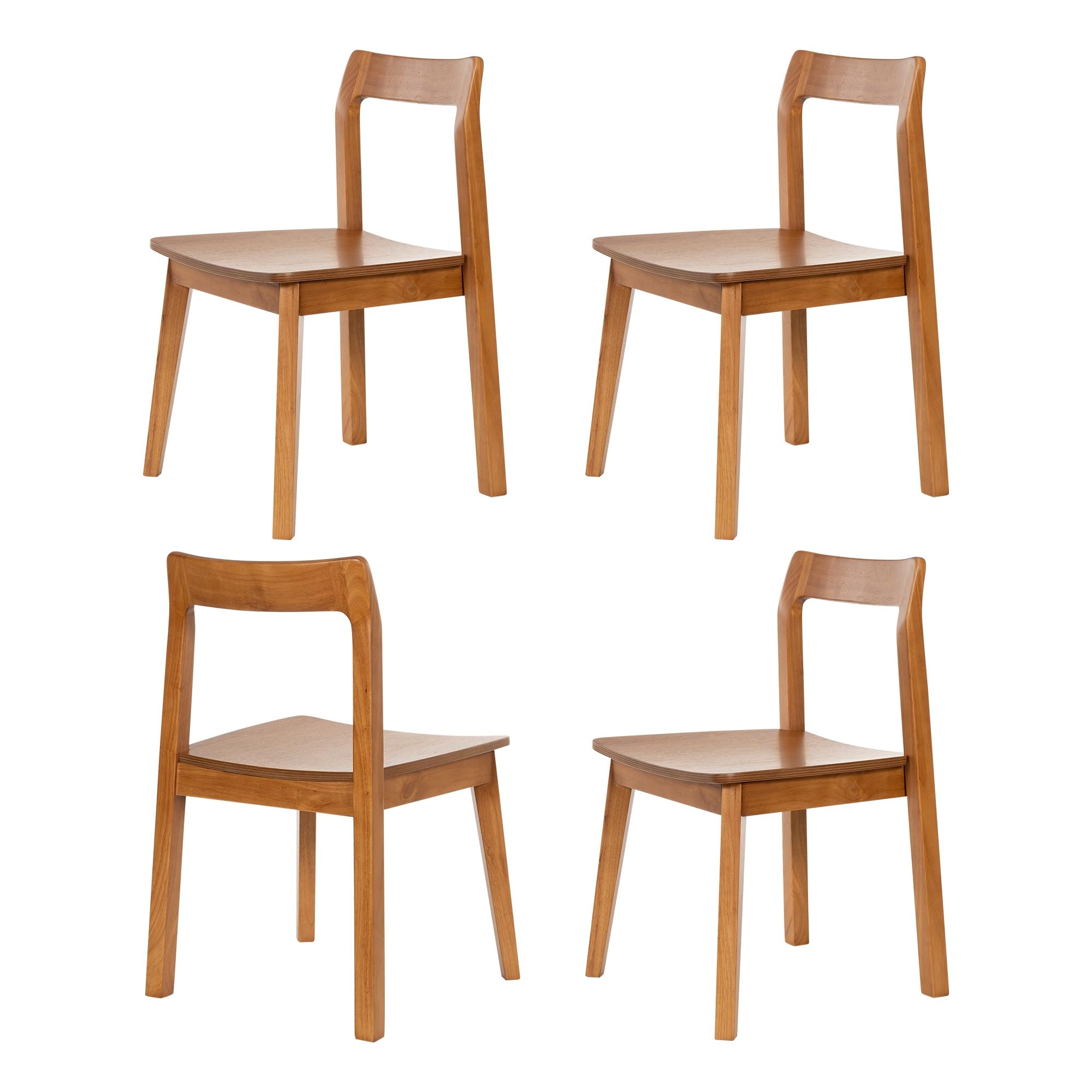 Wooden Dining Room Chairs Set of 2, Farmhouse Wood Kitchen Chair, Mid Century Modern Armless Dining Chair for Living Room, Brown
