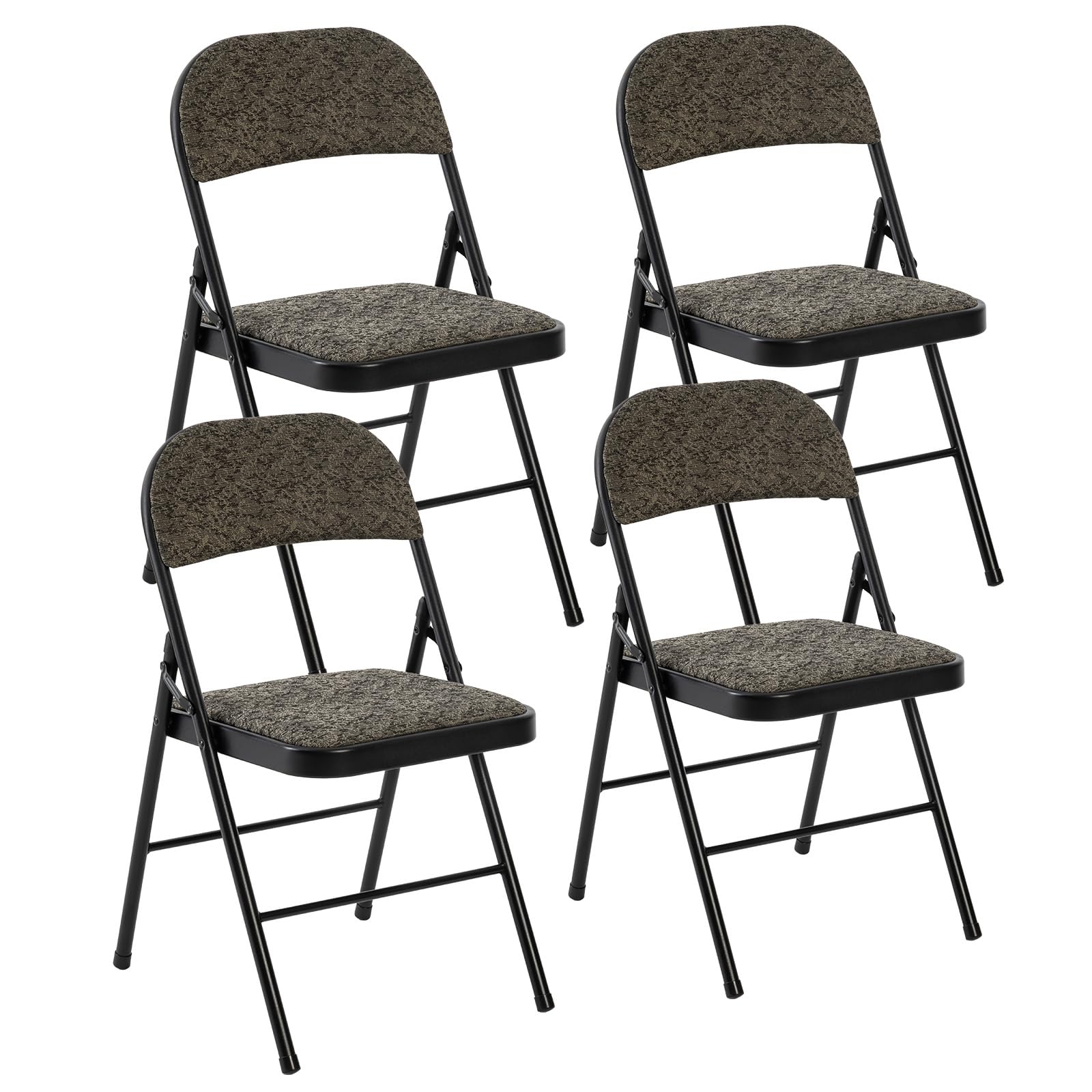 CASAVERN 4-Pack Folding Chairs with PU Leather Padded Seat and Back, Stackable Portable Dining Chairs for Home, Office, Conference, Wedding, Party, Patio & Garden