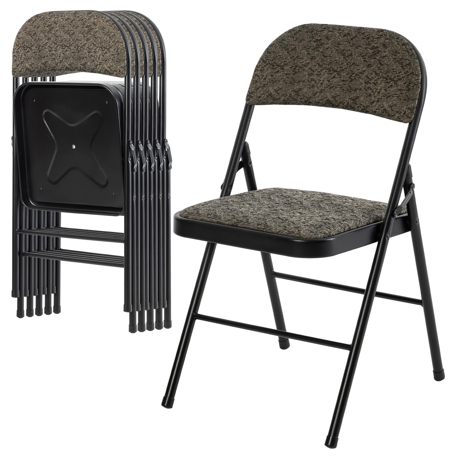 CASAVERN 4-Pack Folding Chairs with PU Leather Padded Seat and Back, Stackable Portable Dining Chairs for Home, Office, Conference, Wedding, Party, Patio & Garden
