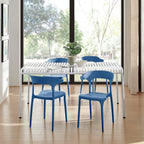 Modern Stackable Plastic Dining Chair Set of 4 Cloud White, No Assembly Needed Indoor Outdoor Patio Bistro Chairs for Cafe Restaurant Kitchen Home Use, Sturdy Weatherproof Armless Side Chairs