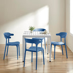 Modern Stackable Plastic Dining Chair Set of 4 Cloud White, No Assembly Needed Indoor Outdoor Patio Bistro Chairs for Cafe Restaurant Kitchen Home Use, Sturdy Weatherproof Armless Side Chairs