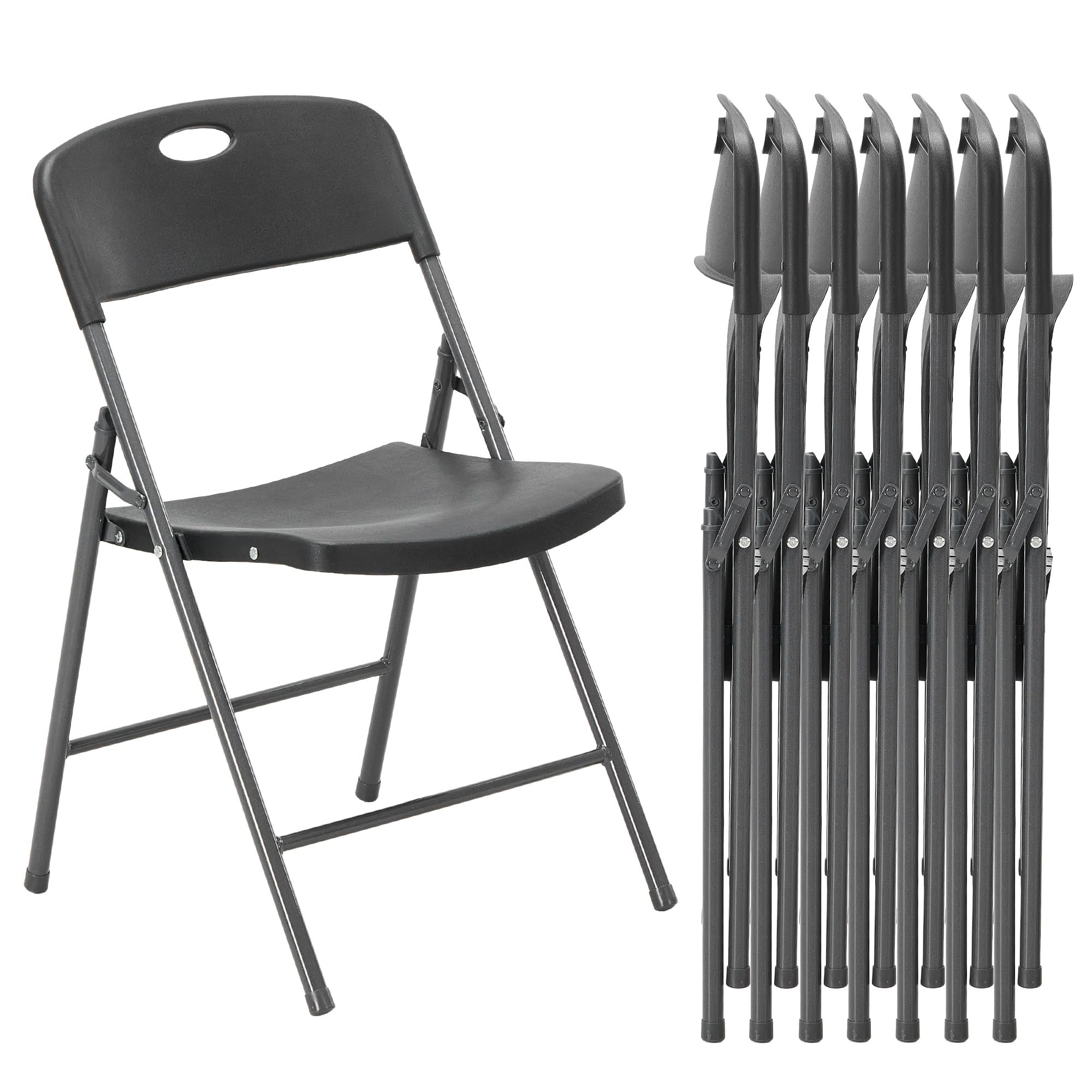 CASAVERN 4-Pack Folding Chairs with PU Leather Padded Seat and Back, Stackable Portable Dining Chairs for Home, Office, Conference, Wedding, Party, Patio & Garden