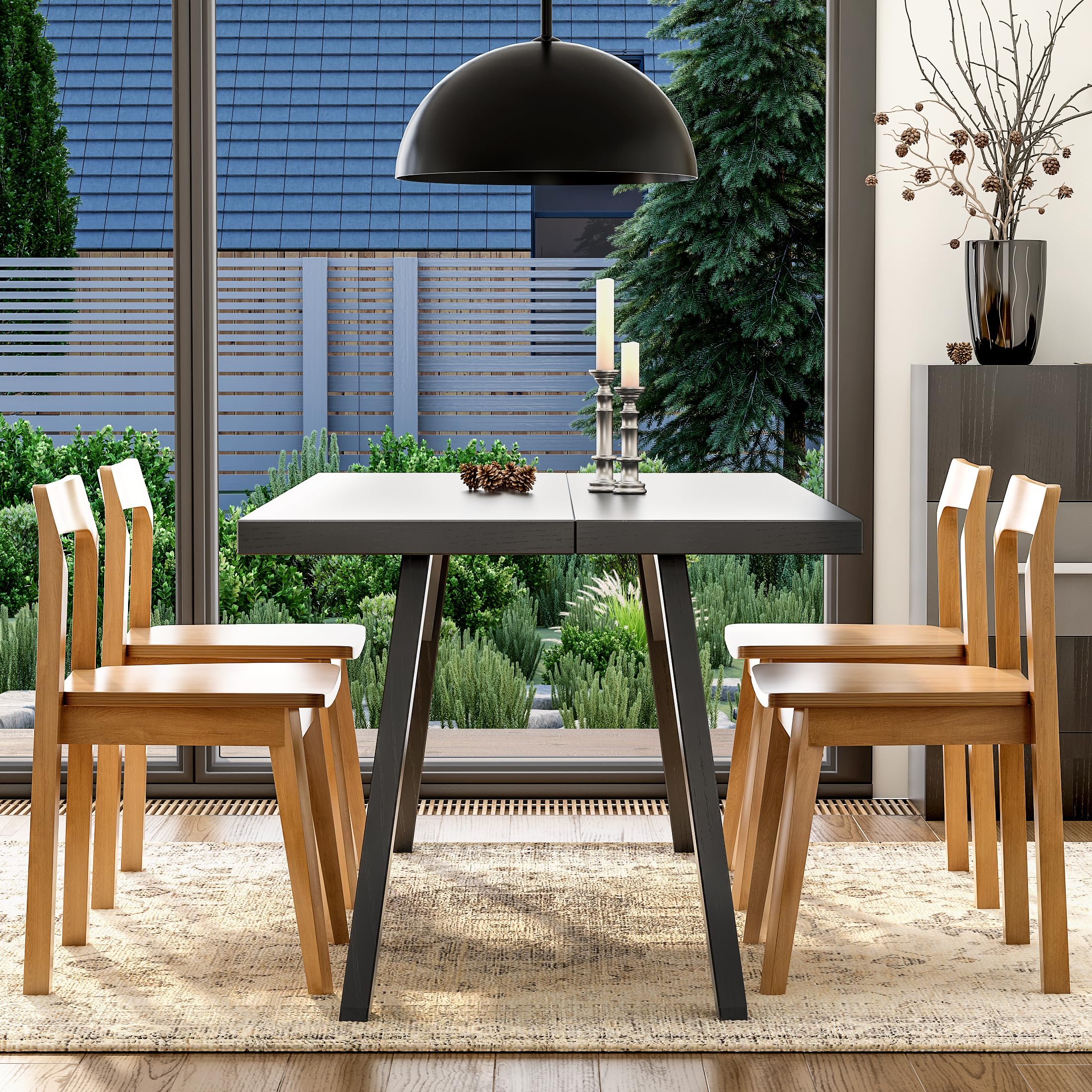 Wooden Dining Room Chairs Set of 2, Farmhouse Wood Kitchen Chair, Mid Century Modern Armless Dining Chair for Living Room, Brown