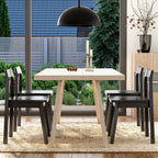 Wooden Dining Room Chairs Set of 2, Farmhouse Wood Kitchen Chair, Mid Century Modern Armless Dining Chair for Living Room, Brown