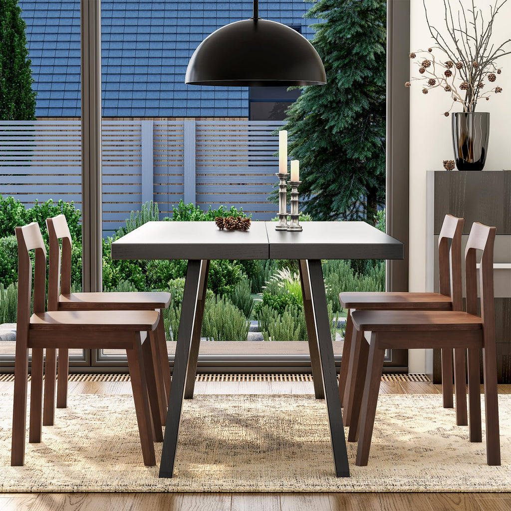 Wooden Dining Room Chairs Set of 2, Farmhouse Wood Kitchen Chair, Mid Century Modern Armless Dining Chair for Living Room, Brown