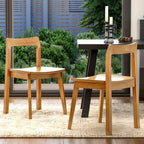 Wooden Dining Room Chairs Set of 2, Farmhouse Wood Kitchen Chair, Mid Century Modern Armless Dining Chair for Living Room, Brown