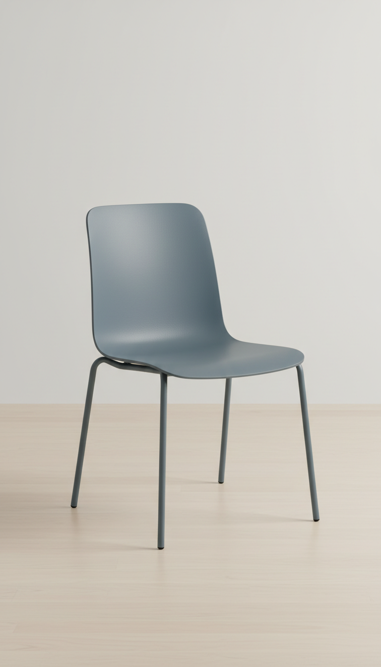 Muted Blue-Grey Metal Leg Chair