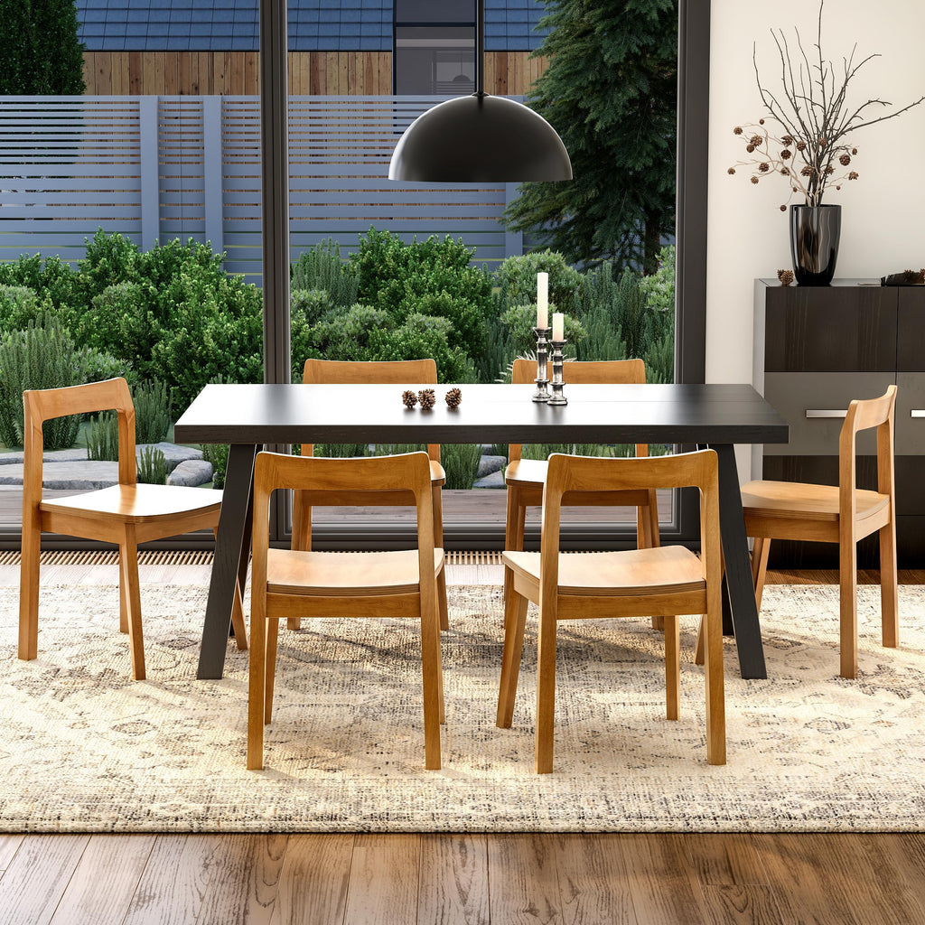 Wooden Dining Room Chairs Set of 2, Farmhouse Wood Kitchen Chair, Mid Century Modern Armless Dining Chair for Living Room, Brown