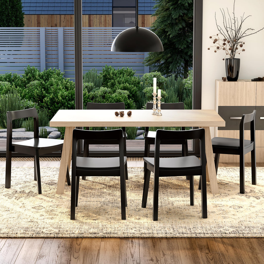 Wooden Dining Room Chairs Set of 2, Farmhouse Wood Kitchen Chair, Mid Century Modern Armless Dining Chair for Living Room, Brown